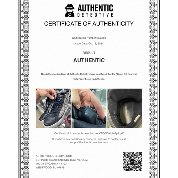 Gucci Mens Navy Blue GG Supreme High Top Sneakers - Picture 14 of 14